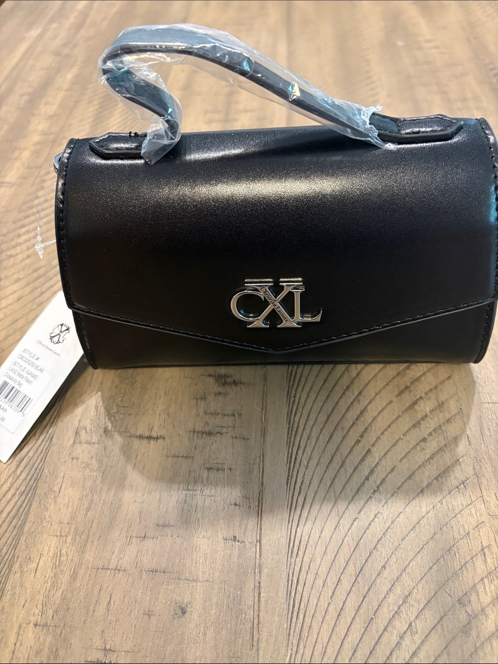 Christian Lacroix Black Mini Top-Handle Bag with Silver Logo 739